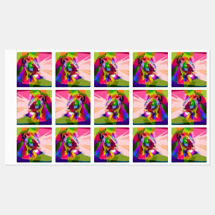 Etiquetas Diseño de arte pop prismático colorido de león