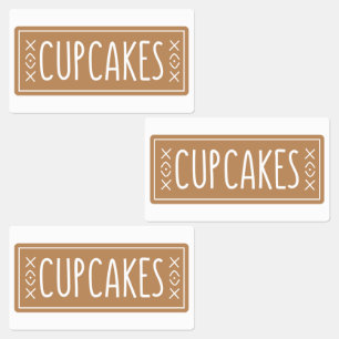 Etiquetas Diseño de emblema de panadería de cupcakes vintage