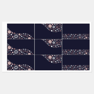 Etiquetas Diseño de invierno azul y rosa con copos de nieve