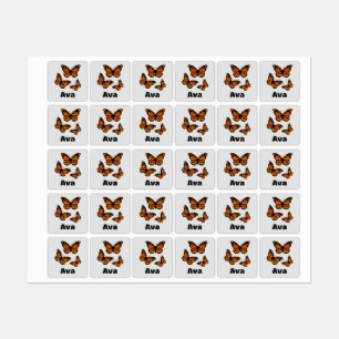 Etiquetas Diseño de mariposa monarca - Ropa cuadrada pequeña
