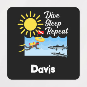 Etiquetas Diseño de repetición del sueño de buceo - Ropa cua