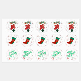 Etiquetas Diseño navideño de calcetines y regalos de Navidad
