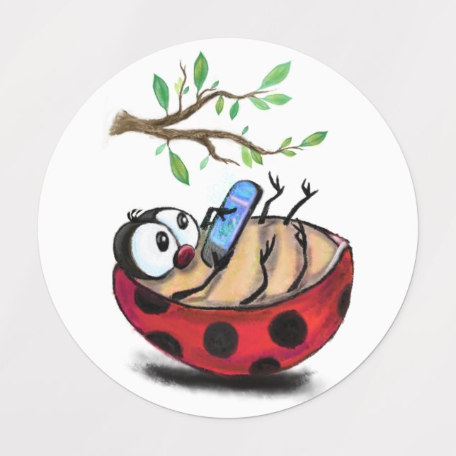 Etiquetas divertidas de Happy Ladybug (Diseño 3)