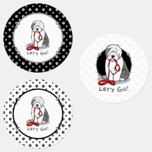 Etiquetas ¡Divertido Vamos! Walk Old English Sheepdog (Gris 