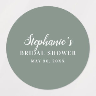 Etiquetas Ducha minimalista verde y blanca para novias