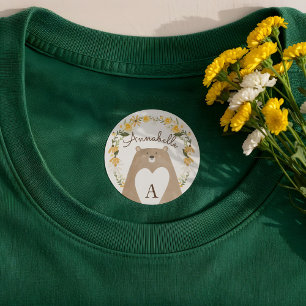 Etiquetas Dulce Abeja y acuarela de oso Flor silvestre