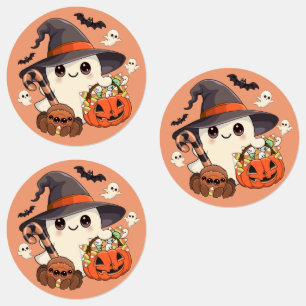 Etiquetas Dulce Fantasma de Halloween en Estilo Kawaii