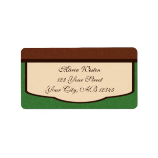 Etiquetas dulces Mocha Brown Beige y Green Address