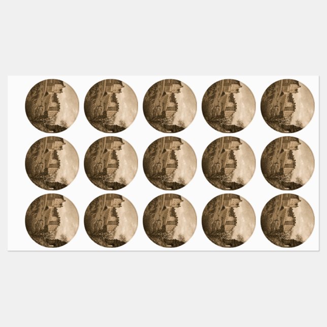 Etiquetas Edinburgh Castle Sepia Photograph (Hoja)