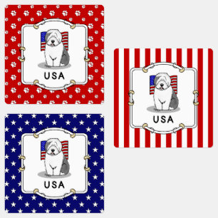 Etiquetas EEUU Bandera Americana Vieja Oveja Inglesa (Gris 1