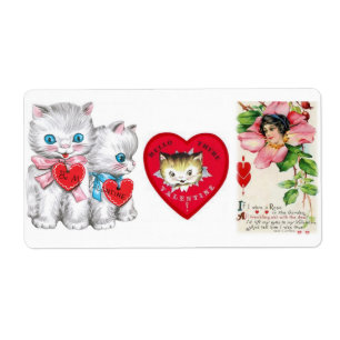 Etiquetas el día de San Valentín Vintage Kitten