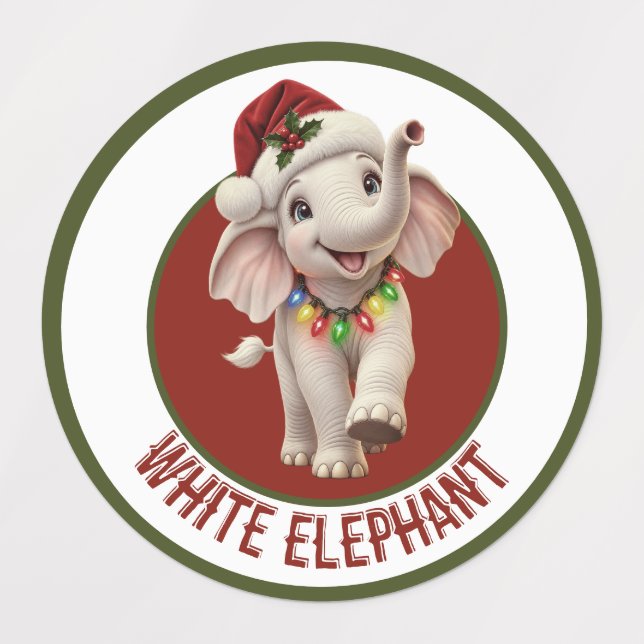 Etiquetas Elefante Blanco de Navidad  (Diseño 1)