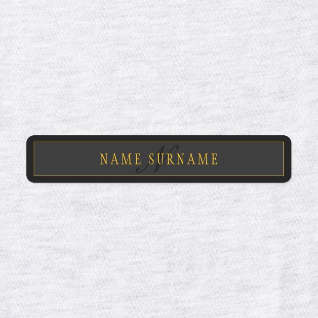 Etiquetas Elegant Script Monogram Black & Gold (Diseño 1)