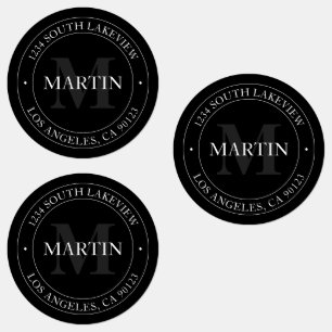 Etiquetas Elegante blanco negro y gris   Impermeable