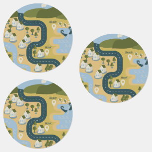 Etiquetas Elegante mapa de viajes de vacaciones de personali