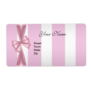 Etiquetas Elegante Rosa Blanco Raya Lazo
