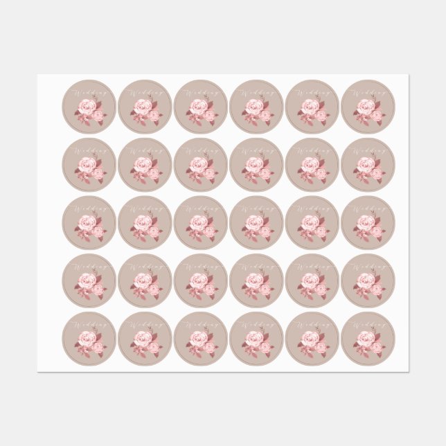 Etiquetas Elegante Rosa de Moda Boda (Hoja)