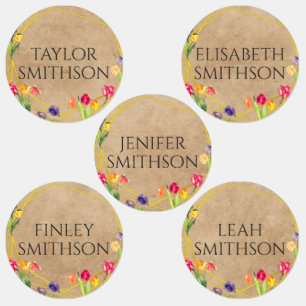 Etiquetas Elegante Tulipán Rústico Floral Añadir tu Escuela 