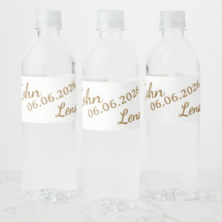 Etiquetas elegantes de botella de agua de boda flo
