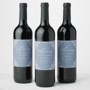 Etiquetas Elegantes de Botella de Vino de Boda en 