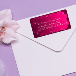Etiquetas elegantes de dirección Boda rosa de Fuch