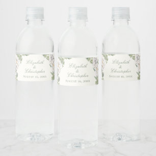 Etiquetas Elegantes de Marfil Floral para Botella