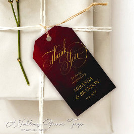 Etiquetas elegantes de oro negro y de la boda roja