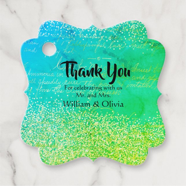 Etiquetas elegantes de Purpurina verde (Anverso)