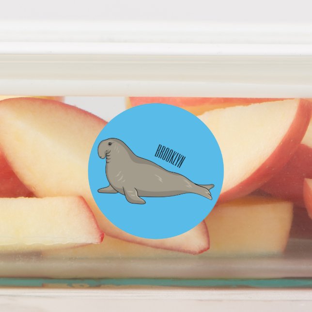 Etiquetas Elephant seal cartoon illustration  (Fijada)