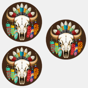 Etiquetas Emblema de cráneo de búfalo nativo americano
