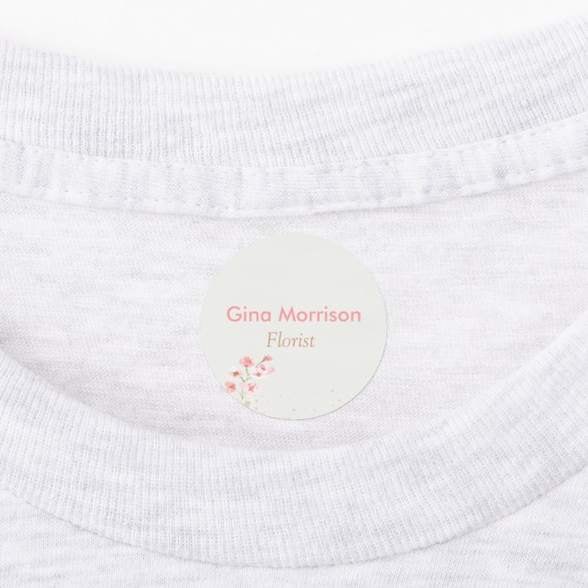 Etiquetas Empleado gris floral rosa (Fijada)