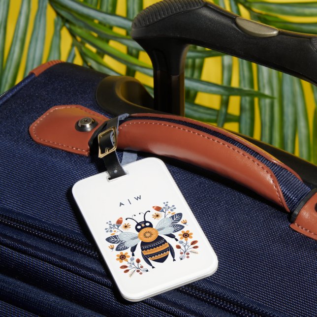 Etiquetas escandinavas para equipaje de abeja (Anverso In situ 1)