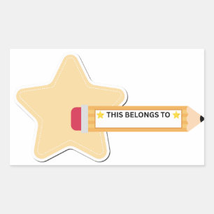 Etiquetas Escolares con Estrella y Lápiz Adorables