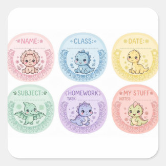 Etiquetas Escolares de Dinos Pastel Adorables | No