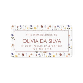 Etiquetas escolares de niños con flores silvestres