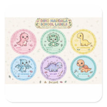 Etiquetas Escolares Mandala de Dino Rosa Lindo |Ja