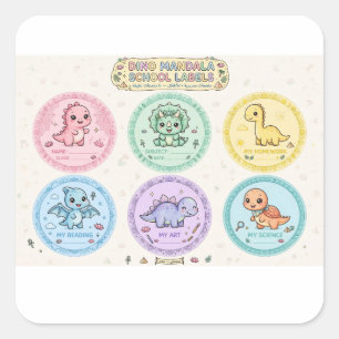 Etiquetas Escolares Mandala de Dino Rosa Lindo Ja