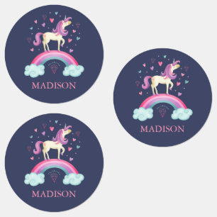 Etiquetas Escuela Cuple Purple Rainbow Unicorn