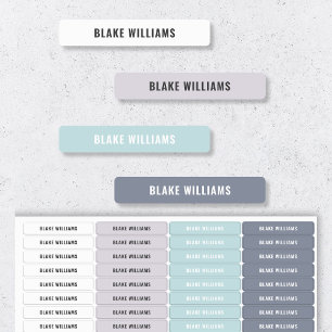 Etiquetas Escuela Cute Blue Gray Pastel Género Neutral Name 