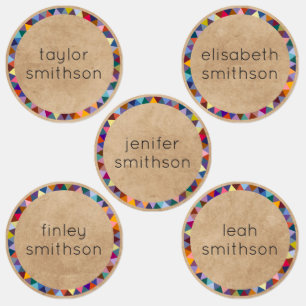 Etiquetas Escuela De Nombres Elegante, Cuidada Y Colorida