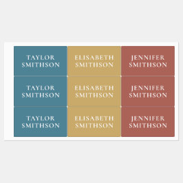 Etiquetas Escuela Mínima de Nombres Turquesa Terracota