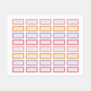 Etiquetas Escuela Primaria Gingham Plaid de Color Brillante