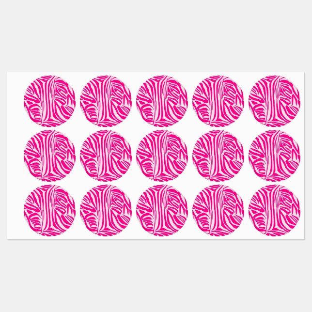 Etiquetas Estampado de cebra rosa (Hoja)