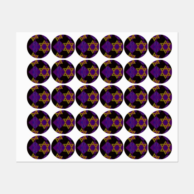 Etiquetas Estrella feliz de Hanukkah de David menorah de Sli (Hoja)