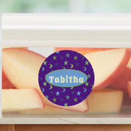 Etiquetas Estrellas y lunas singulares sobre morado personal