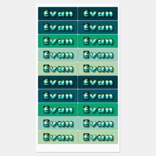 Etiquetas Evan baby boy nombre kawaii 3d letras ópticas