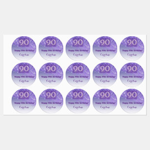 Etiquetas Favor pequeño por el cumpleaños 90 de purpurina el