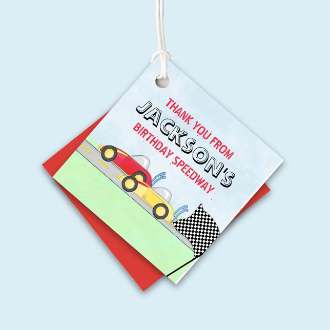 Etiquetas favoritas (Birthday Party Favor Tag with Whimsical Race Cars.)
