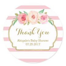 Etiquetas favoritas de Baby Shower con flor rosa d