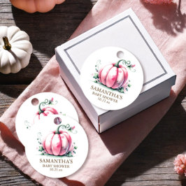 Etiquetas favoritas de Baby Shower de calabaza ros